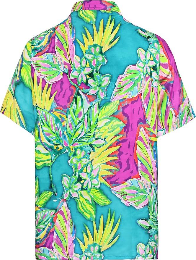 La Leela LA LEELA Men Regular Beach Casual Hawaiian Shirt Sea Green Tropical P00105