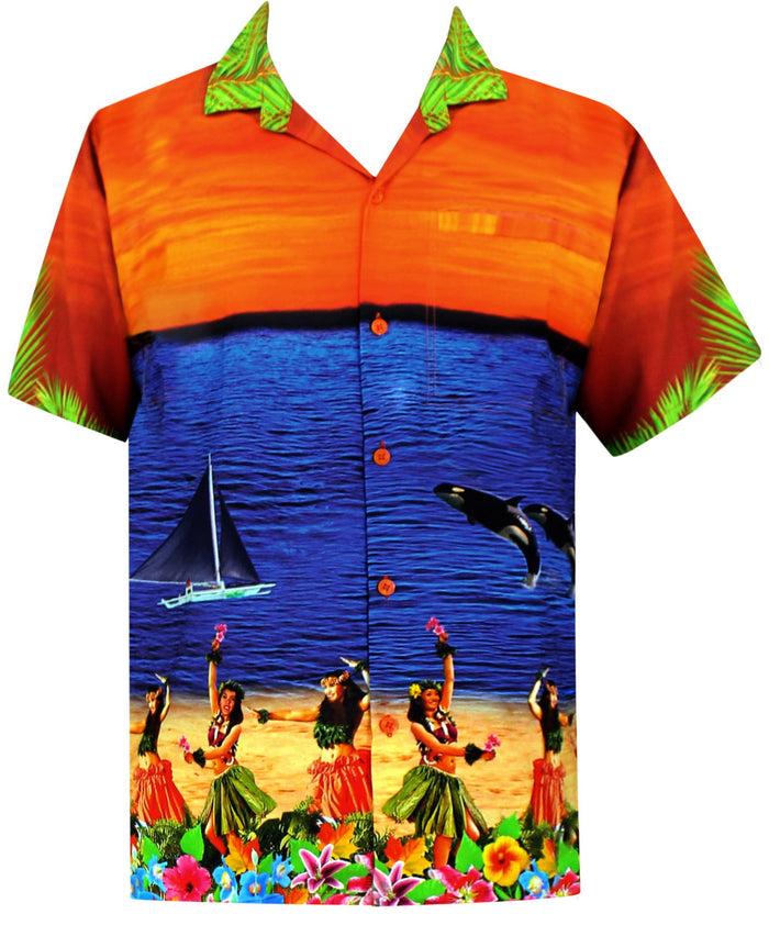 la leela LA LEELA Men Regular Size Beach hawaiian Shirt Aloha Tropical Beach front Pocket Short sleeve Orange la leela LA LEELA Men Regular Size Beach hawaiian Shirt Aloha Tropical Beach front Pocket Short sleeve Orange