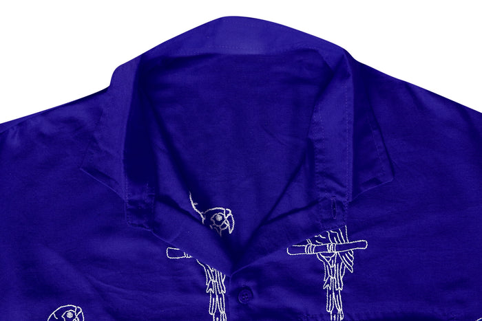 La Leela LA LEELA Men's Beach Hawaiian Casual Aloha Button Down Short Sleeve Shirt Blue_W859