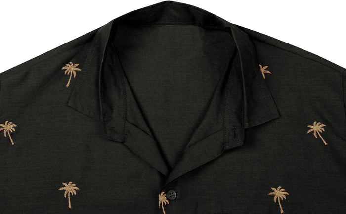 La Leela LA LEELA Men's Beach Hawaiian Casual Aloha Button Down Short Sleeve Halloween Black_W828