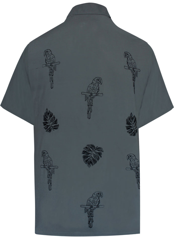 La Leela LA LEELA Men's Beach Hawaiian Casual Aloha Button Down Short Sleeve Shirt Grey_W864