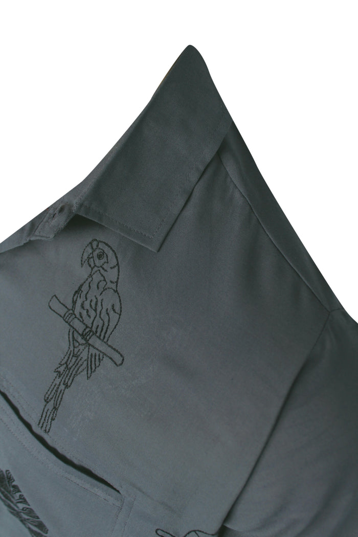 La Leela LA LEELA Men's Beach Hawaiian Casual Aloha Button Down Short Sleeve Shirt Grey_W864