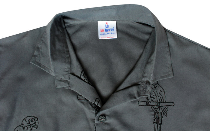 La Leela LA LEELA Men's Beach Hawaiian Casual Aloha Button Down Short Sleeve Shirt Grey_W864