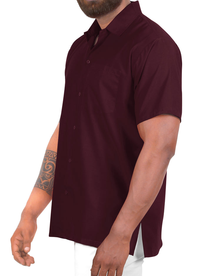 La Leela LA LEELA Men's Beach Hawaiian Casual Aloha Button Down Short Sleeve Shirt Maroon_W876