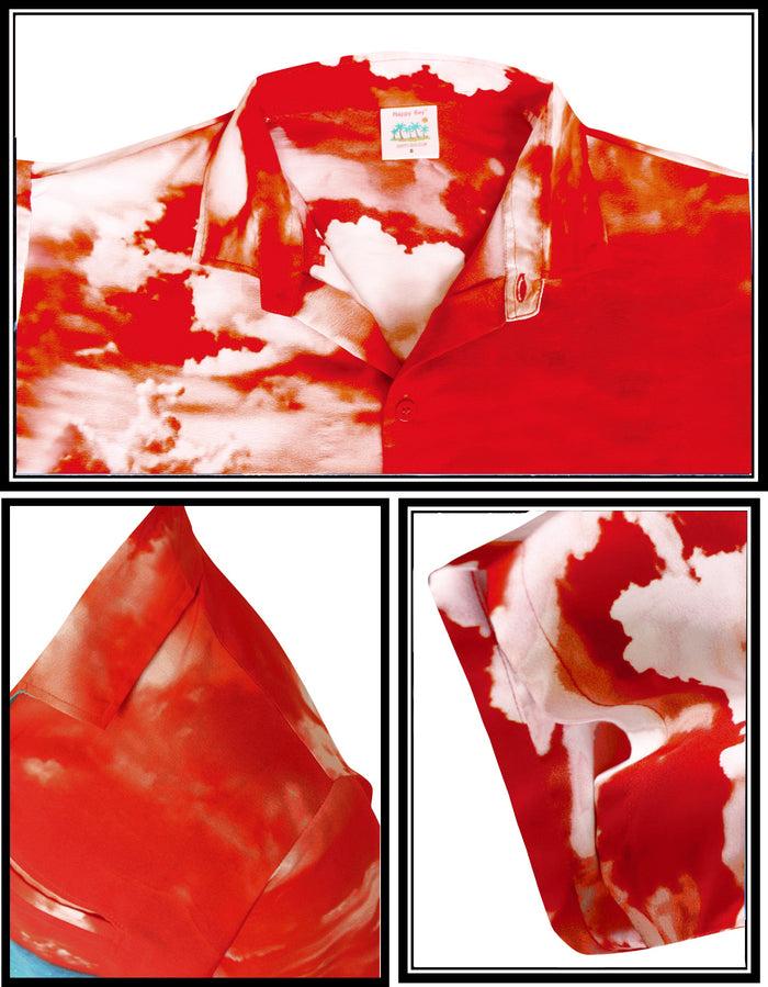 La Leela LA LEELA Men's Casual Beach Hawaiian Shirt Aloha Christmas Santa Front Pocket Short Sleeve Orange_W586