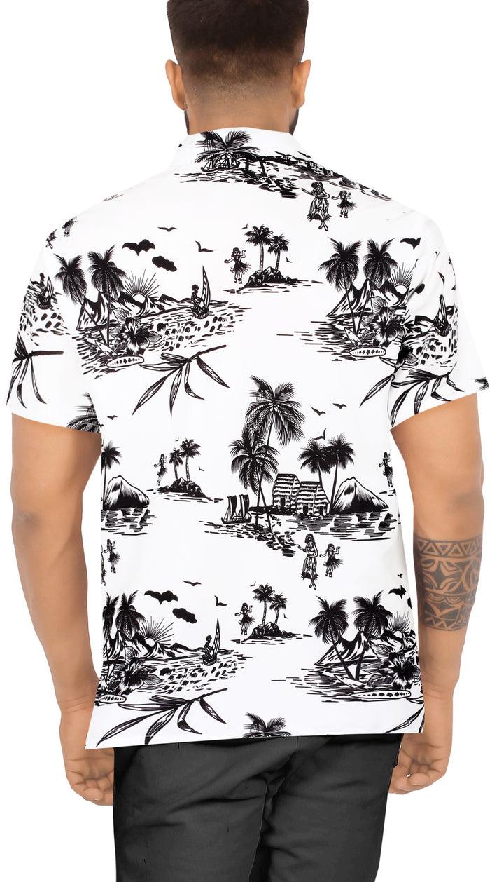 La Leela LA LEELA Men's Hawaiian Casual Short Sleevees Button Down Beach Shirts