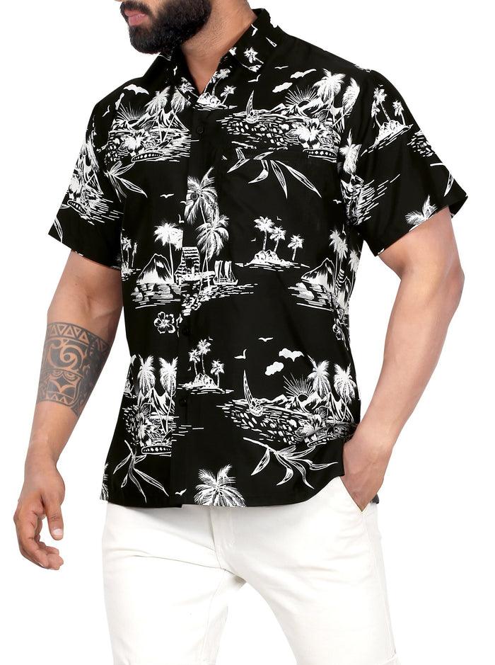 la leela LA LEELA Men's Hawaiian Casual Short Sleevees Button Down Shirts P00004