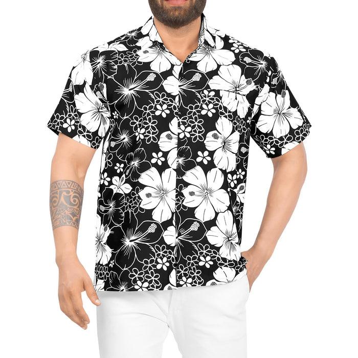 La Leela LA LEELA Men's Hawaiian Shirts Short Sleeve Button Down Shirt Floral Shirt Men Boho Holiday Casual Shirts For Men Funny