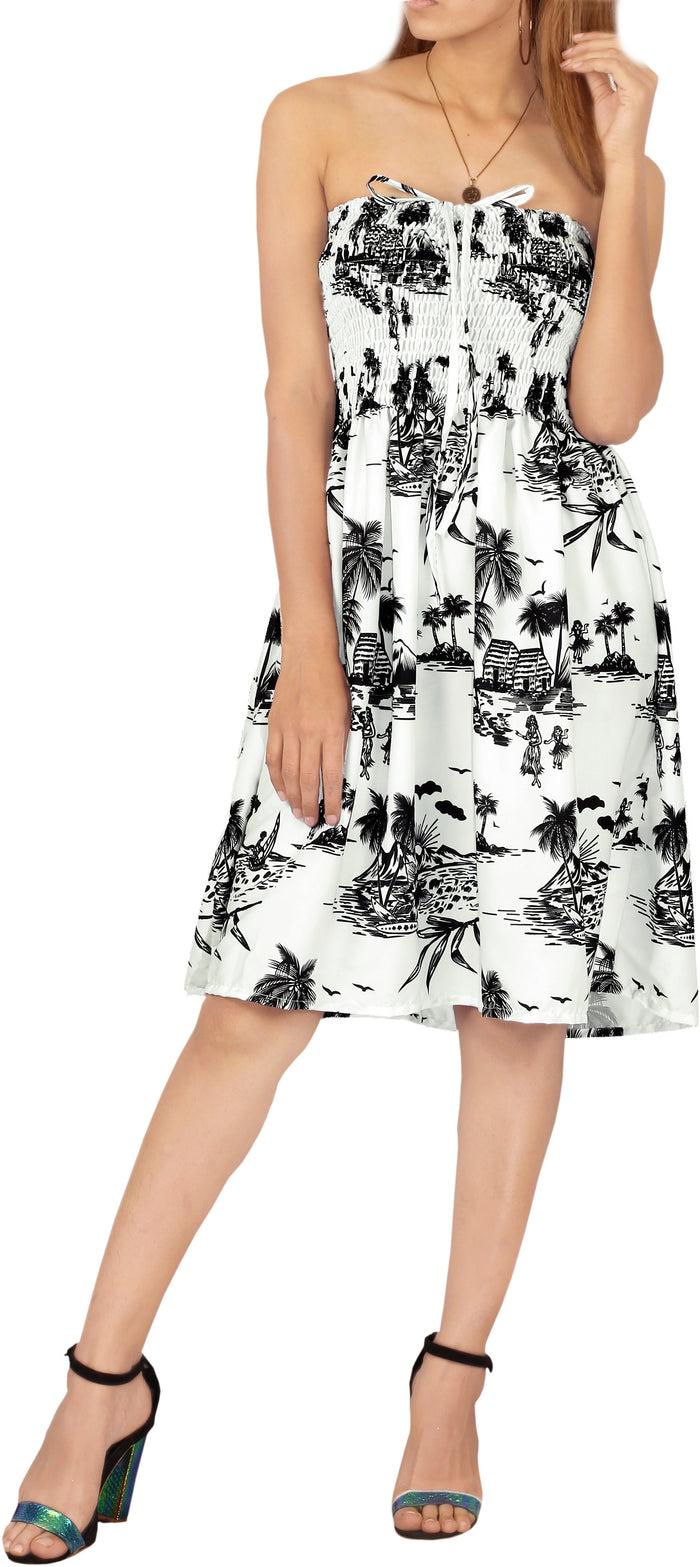 La Leela LA LEELA Midnight Tropical Halter Neck Tube Dress Beachwear Palm Tree Floral Print For Women Hawaiian Female Skirt Swimsuit Coverup