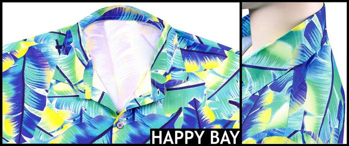 La Leela LA LEELA Ocean's Delight Men's Hawaiian Printed Shirt Beach Aloha Party Casual Vacation Blue_AA351