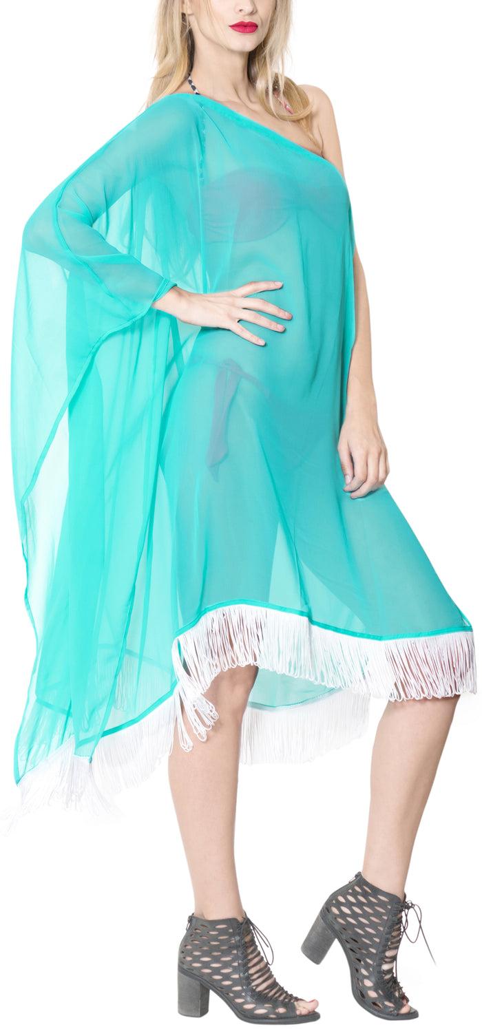 La Leela La Leela Off Shoulder Womens Swimsuit Beachwear Kimono Cover Up Dress Blouse Gre