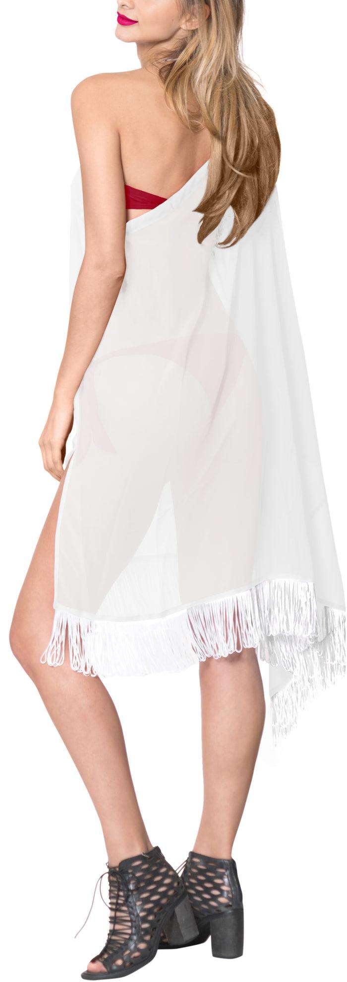 La Leela La Leela Off Shoulder Womens Swimsuit Beachwear Kimono Cover Up Dress Blouse Whi