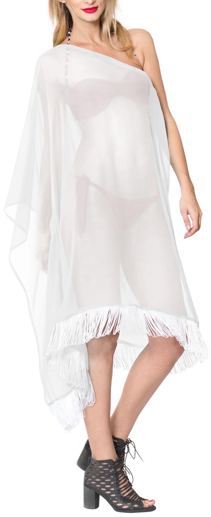 la leela La Leela Off Shoulder Womens Swimsuit Beachwear Kimono Cover up Dress Blouse Whi