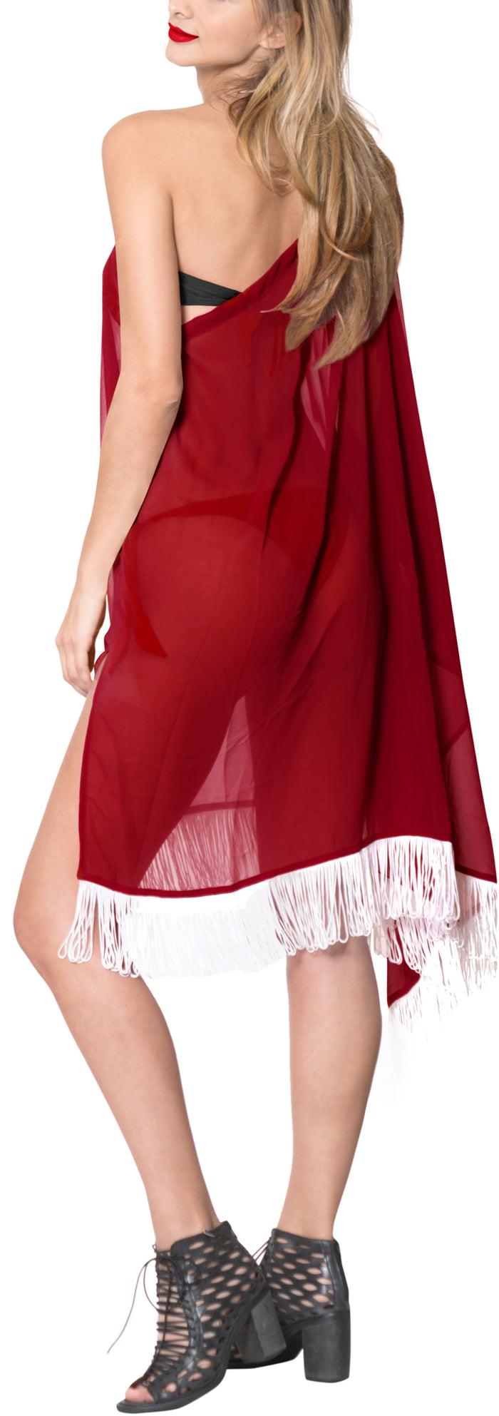 La Leela La Leela Off Shoulder Womens Swimsuit Beachwear Kimono Cover Up Dress Blouse Red