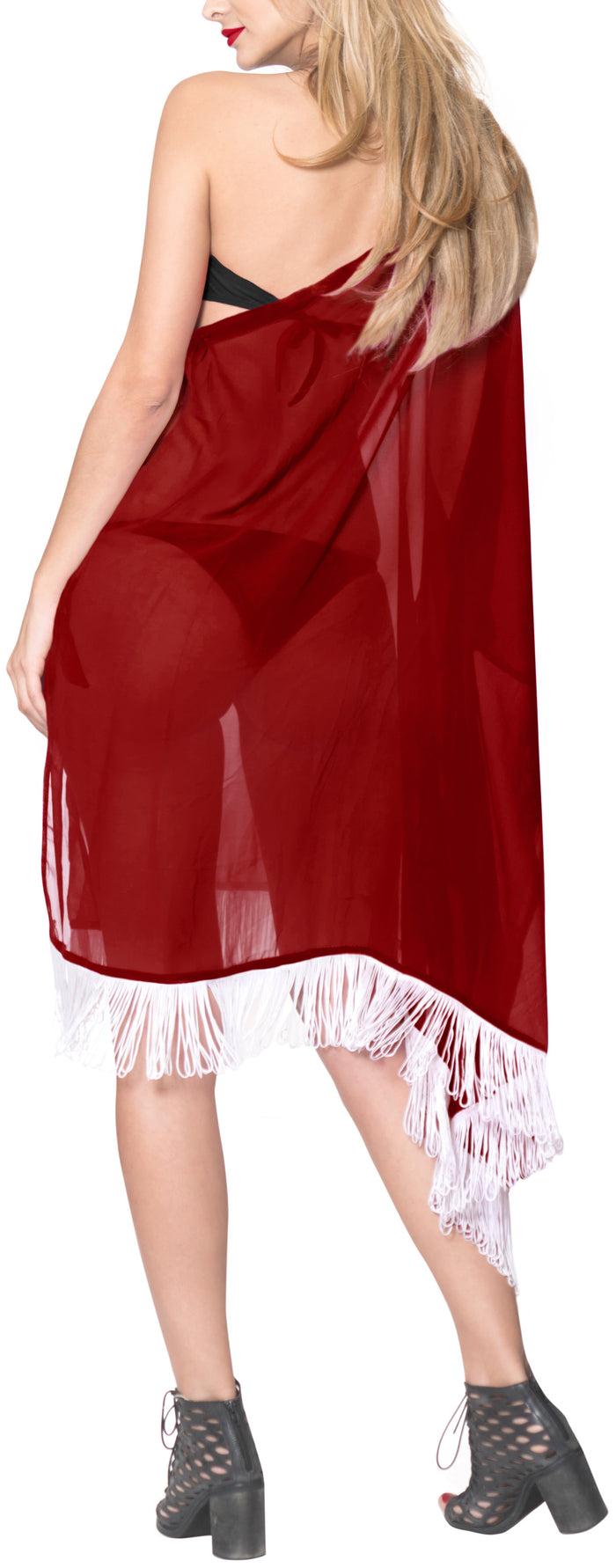 La Leela La Leela Off Shoulder Womens Swimsuit Beachwear Kimono Cover Up Dress Blouse Red