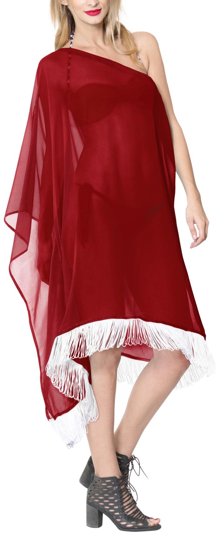 la leela La Leela Off Shoulder Womens Swimsuit Beachwear Kimono Cover up Dress Blouse Red