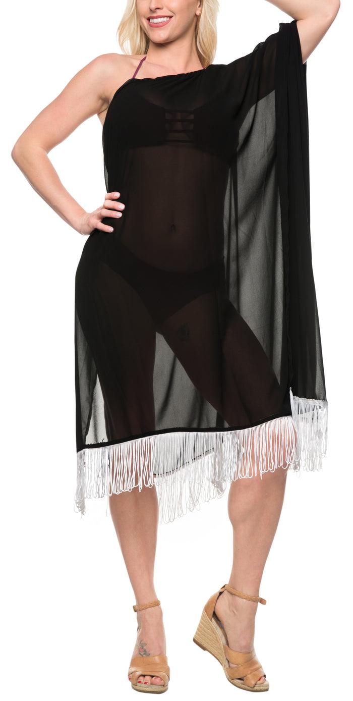 La Leela La Leela Off Shoulder Womens Swimsuit Beachwear Kimono Cover Up Dress Blouse Pur