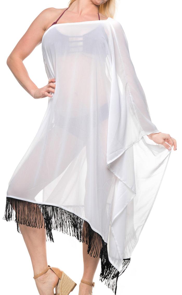 la leela La Leela Off Shoulder Womens Swimsuit Beachwear Kimono Cover up Dress Blouse Whi