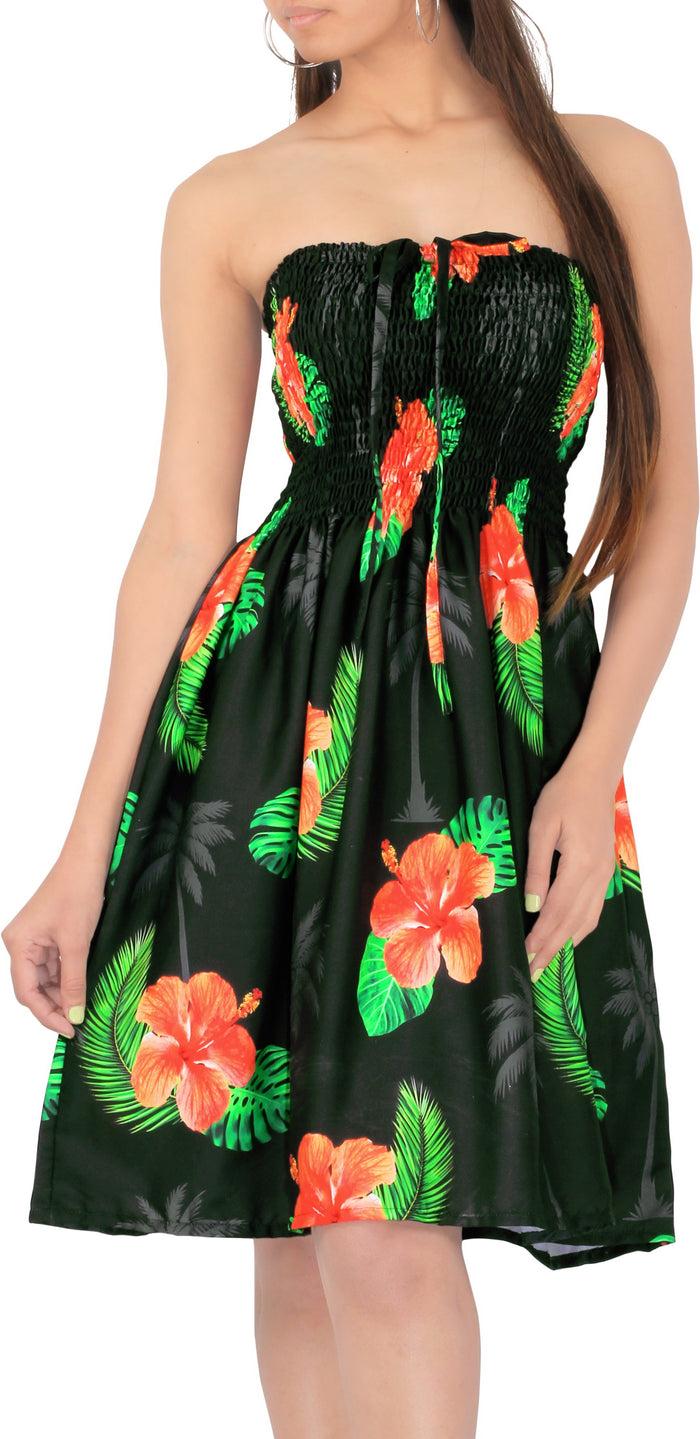 La Leela LA LEELA Palm Tree Floral Print Tube For Women Beachwear Hawaiian Female Dress Skirt Swimsuit Coverup