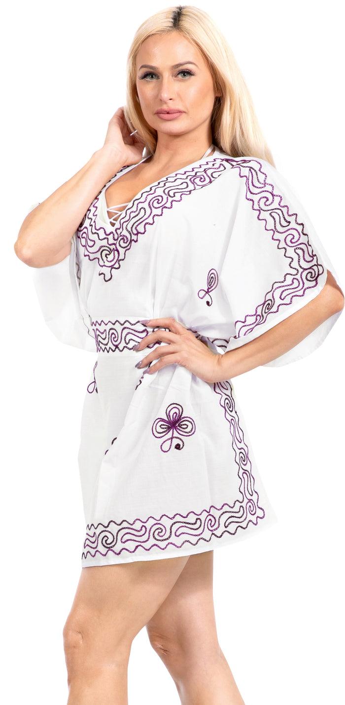 La Leela LA LEELA Plain Dress For Women Petite Maternity Dress Half Sleeve US 10-14 White_Y270
