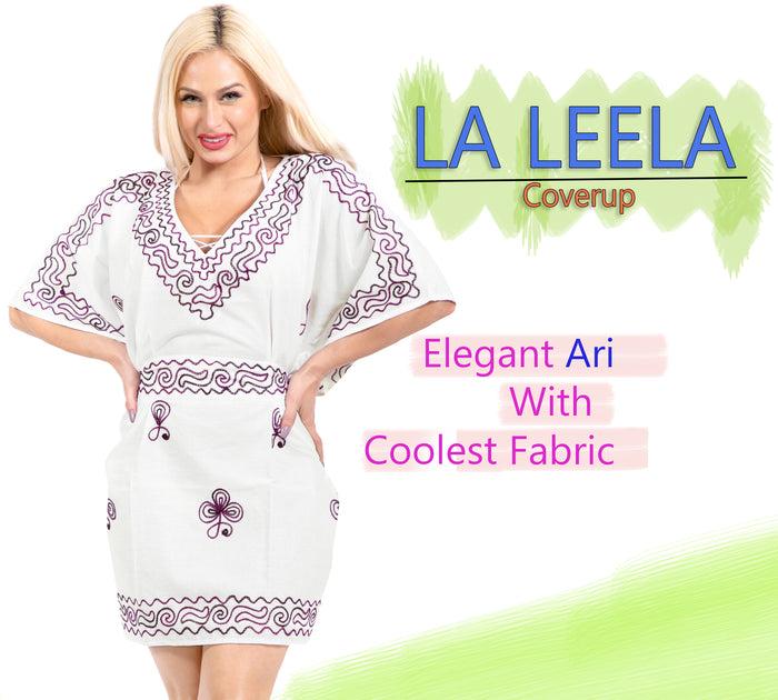La Leela LA LEELA Plain Dress For Women Petite Maternity Dress Half Sleeve US 10-14 White_Y270