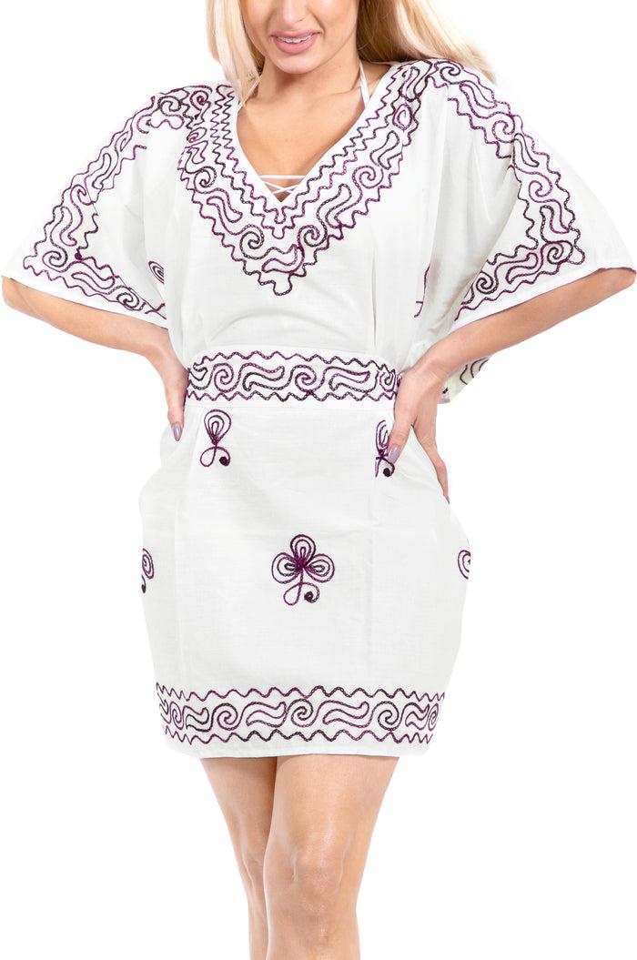 la leela LA LEELA Plain Dress for Women Petite Maternity Dress Half Sleeve US 10-14 White_Y270