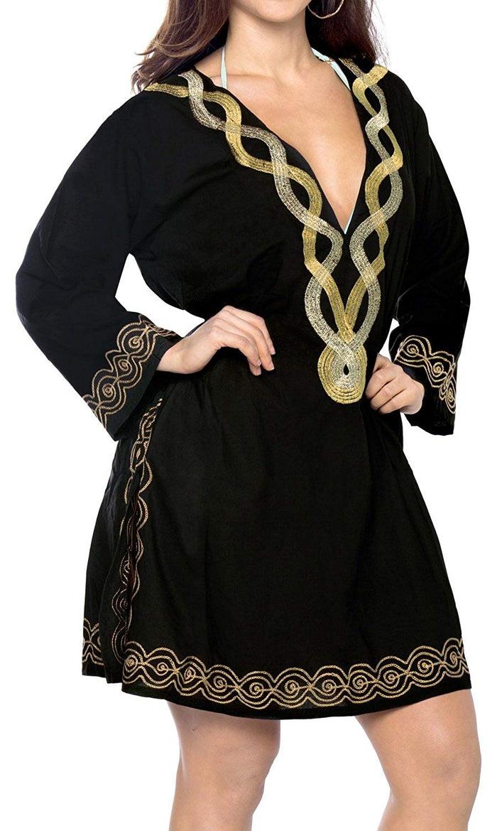 La Leela LA LEELA Rayon 01 Solid Women's Caftan Kimono Nightgown Beachwear Cover Up Dress