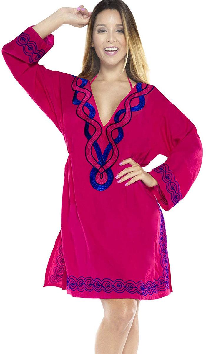 la leela LA LEELA Rayon 01 Solid Women's Caftan Kimono Nightgown Beachwear Cover up Dress