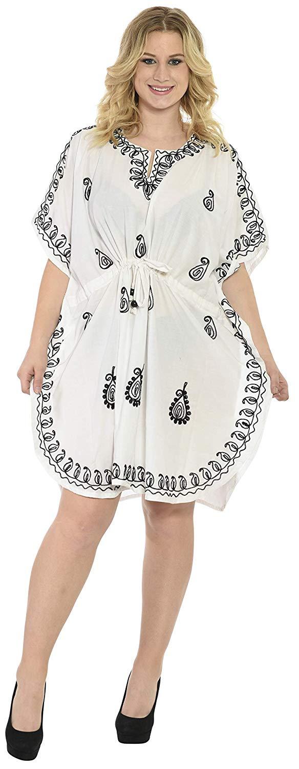 La Leela LA LEELA Rayon 2 Solid Women's Caftan Kimono Nightgown Dress Beachwear Cover Up