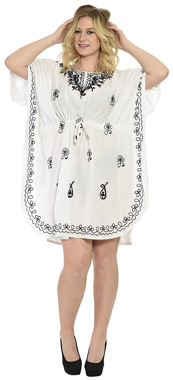 la leela LA LEELA Rayon 2 Solid Women's Caftan Kimono Nightgown Dress Beachwear Cover up