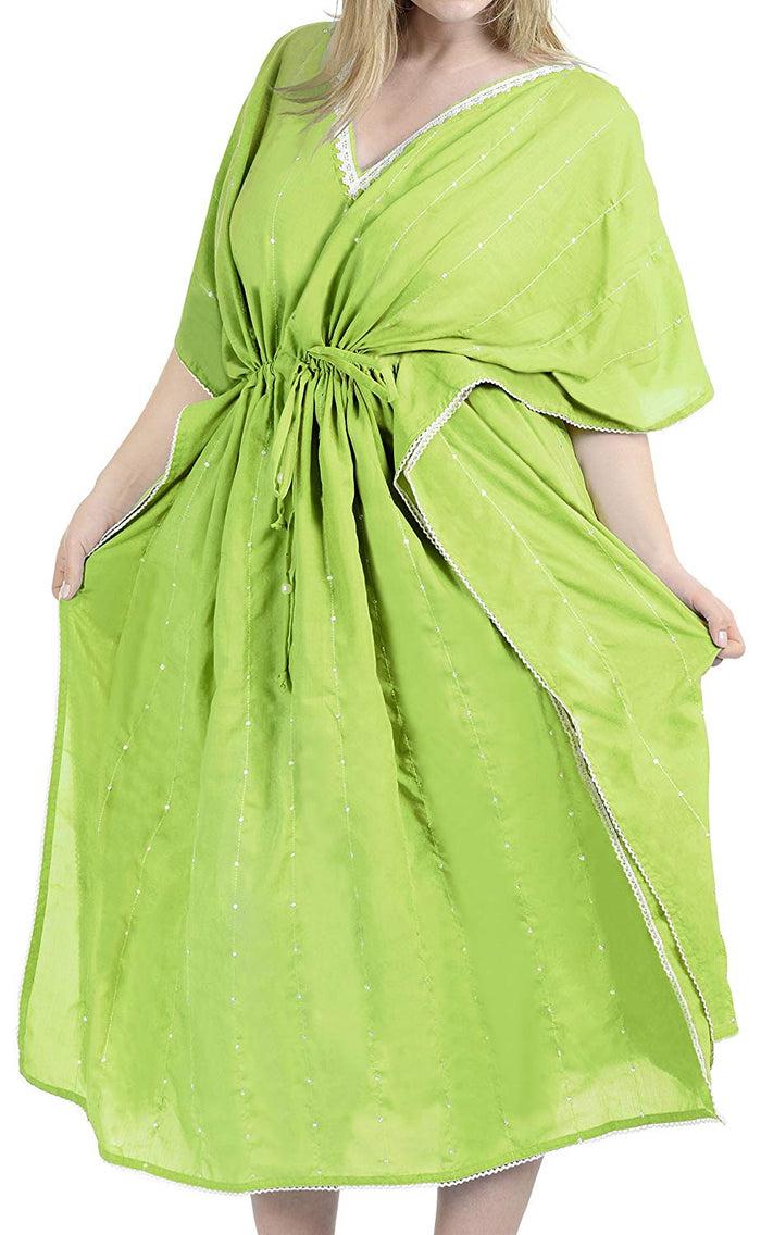 La Leela LA LEELA Rayon 8 Solid Women's Kaftan Style Beachwear Cover Up Nightgown Dress