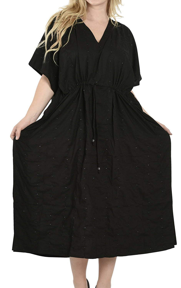 la leela LA LEELA Rayon 8 Solid Women's Kaftan Style Beachwear Cover up Nightgown Dress