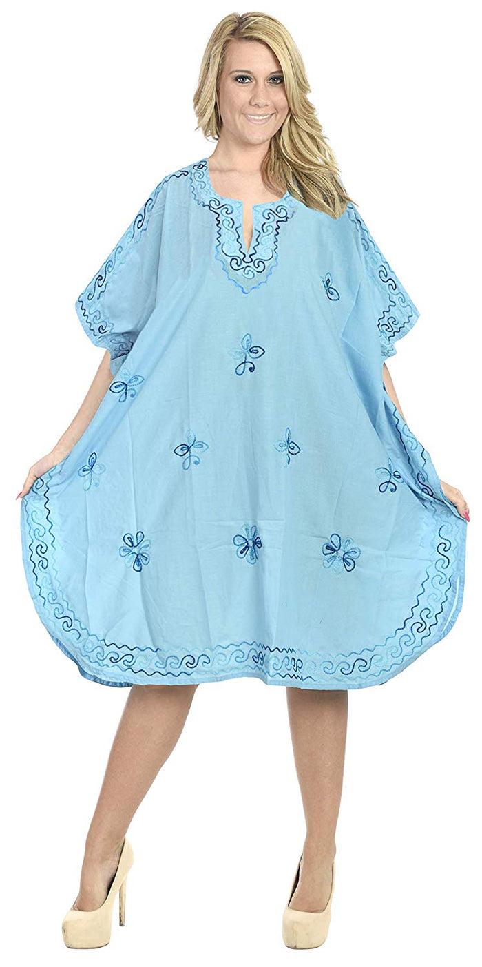 La Leela LA LEELA Rayon 8 Solid Women's Nightgown Kaftan Style Beachwear Cover Up Dress