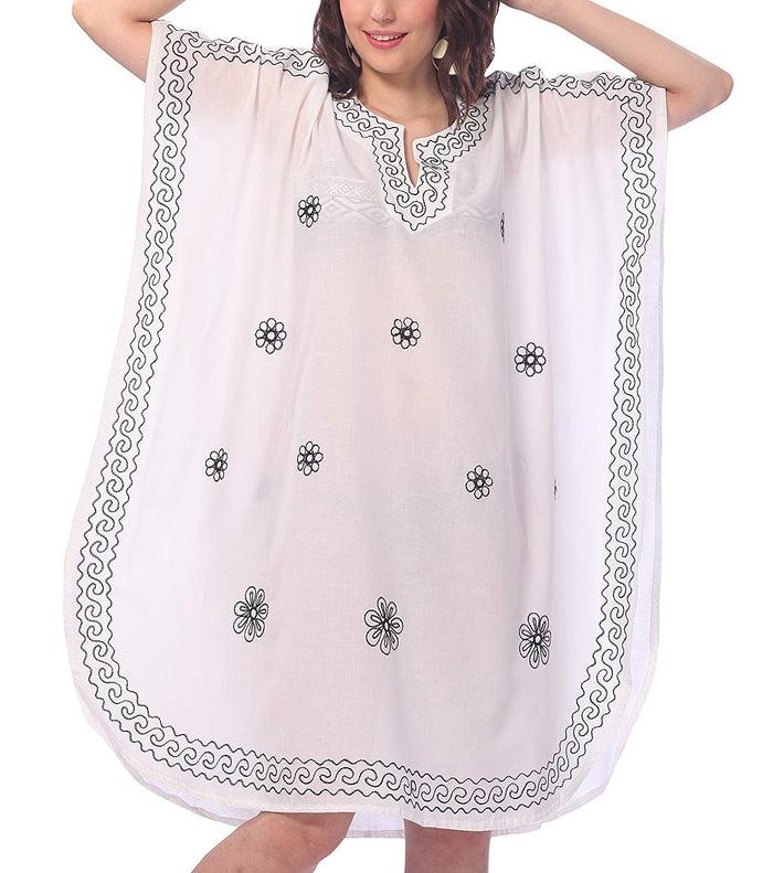 la leela LA LEELA Rayon 8 Solid Women's Nightgown Kaftan Style Beachwear Cover up Dress