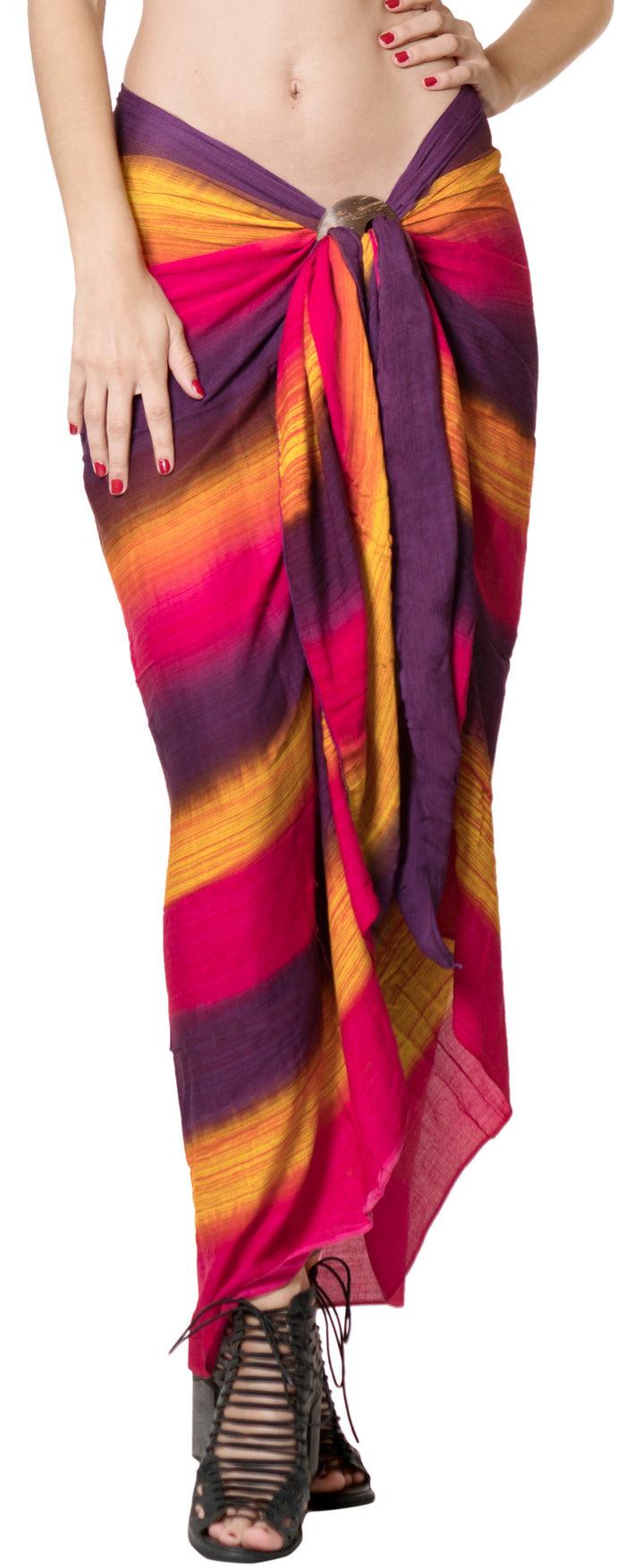 La Leela LA LEELA Rayon Beach Pareo Sarong Bikini Cover Up Tie Dye 78"X43" Purple_6819