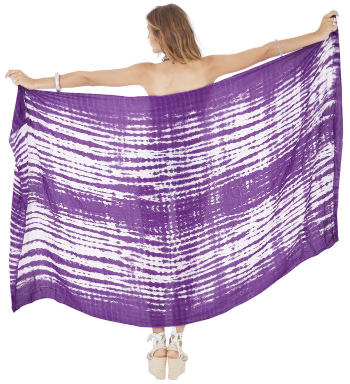 La Leela LA LEELA Rayon Beach Pareo Sarong Bikini Cover Up Tie Dye 78"X43" Purple_7128
