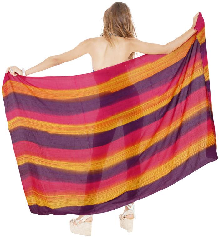 la leela LA LEELA Rayon Beach Pareo Sarong Bikini Cover up Tie Dye 78"X43" Purple_6819