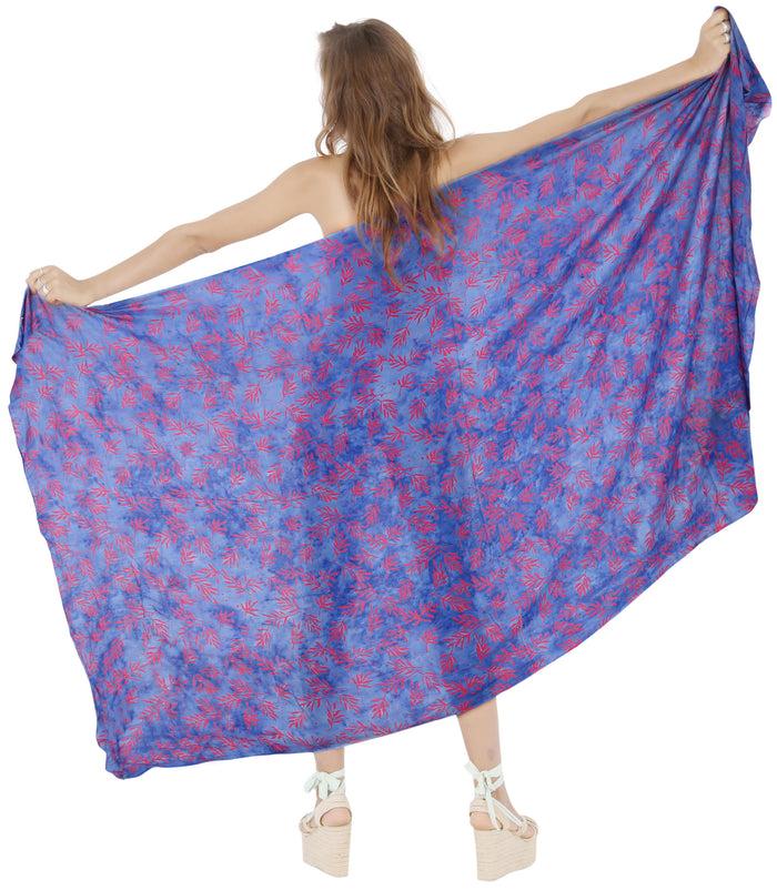 La Leela LA LEELA Rayon Bikini Cover Up Sarong Bikini Cover Up Printed 78"X43" Blue_4419