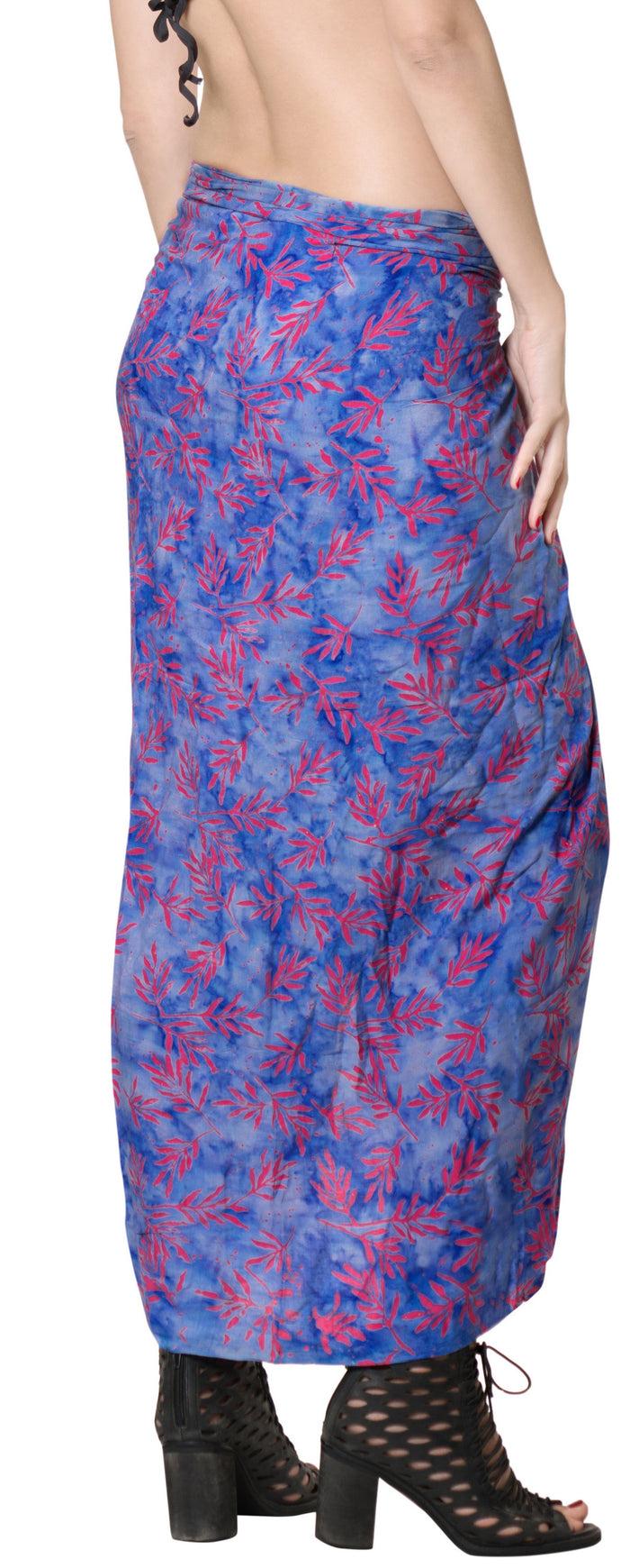 La Leela LA LEELA Rayon Bikini Cover Up Sarong Bikini Cover Up Printed 78"X43" Blue_4419