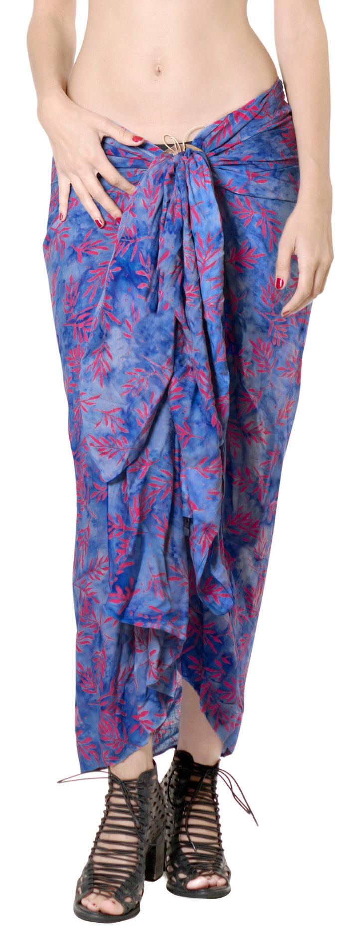 la leela LA LEELA Rayon Bikini Cover Up Sarong Bikini Cover up Printed 78"X43" Blue_4419