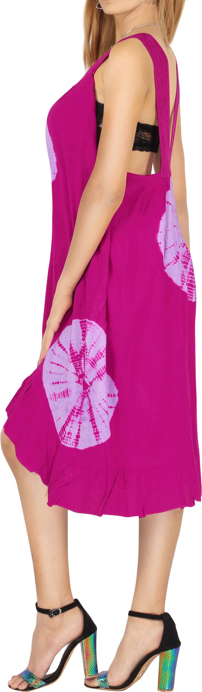 La Leela La Leela Rayon Casual Evening Swimwear Swimsuit Bikini Sleeveless Beach Dress Pi