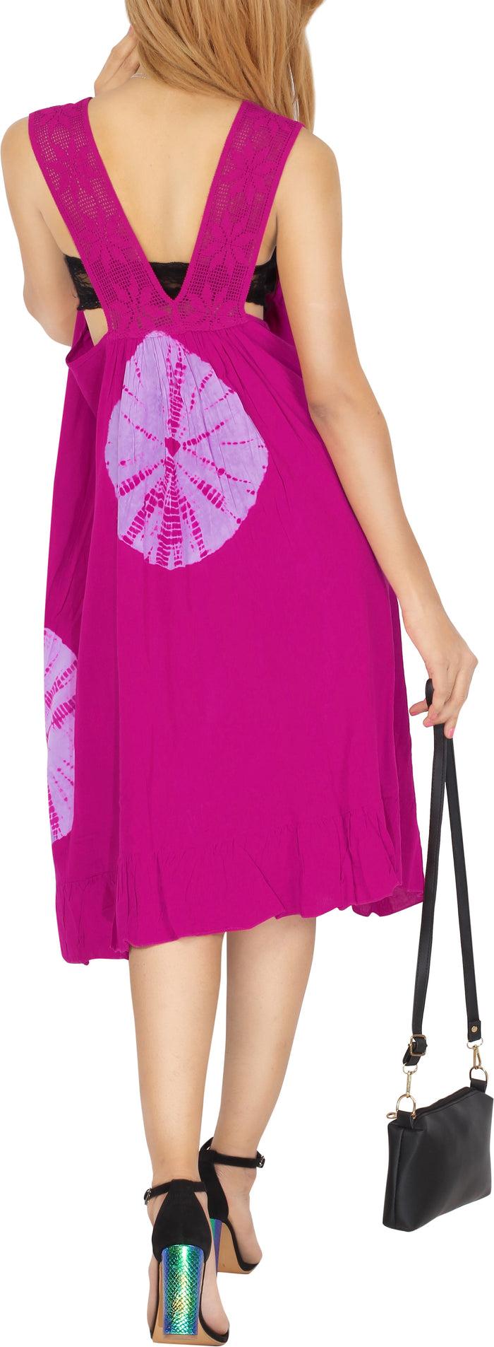 La Leela La Leela Rayon Casual Evening Swimwear Swimsuit Bikini Sleeveless Beach Dress Pi