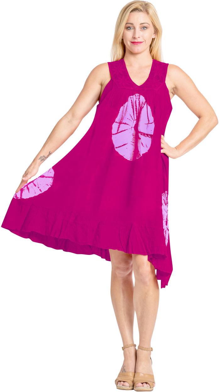 La Leela La Leela Rayon Casual Evening Swimwear Swimsuit Bikini Sleeveless Beach Dress Pi