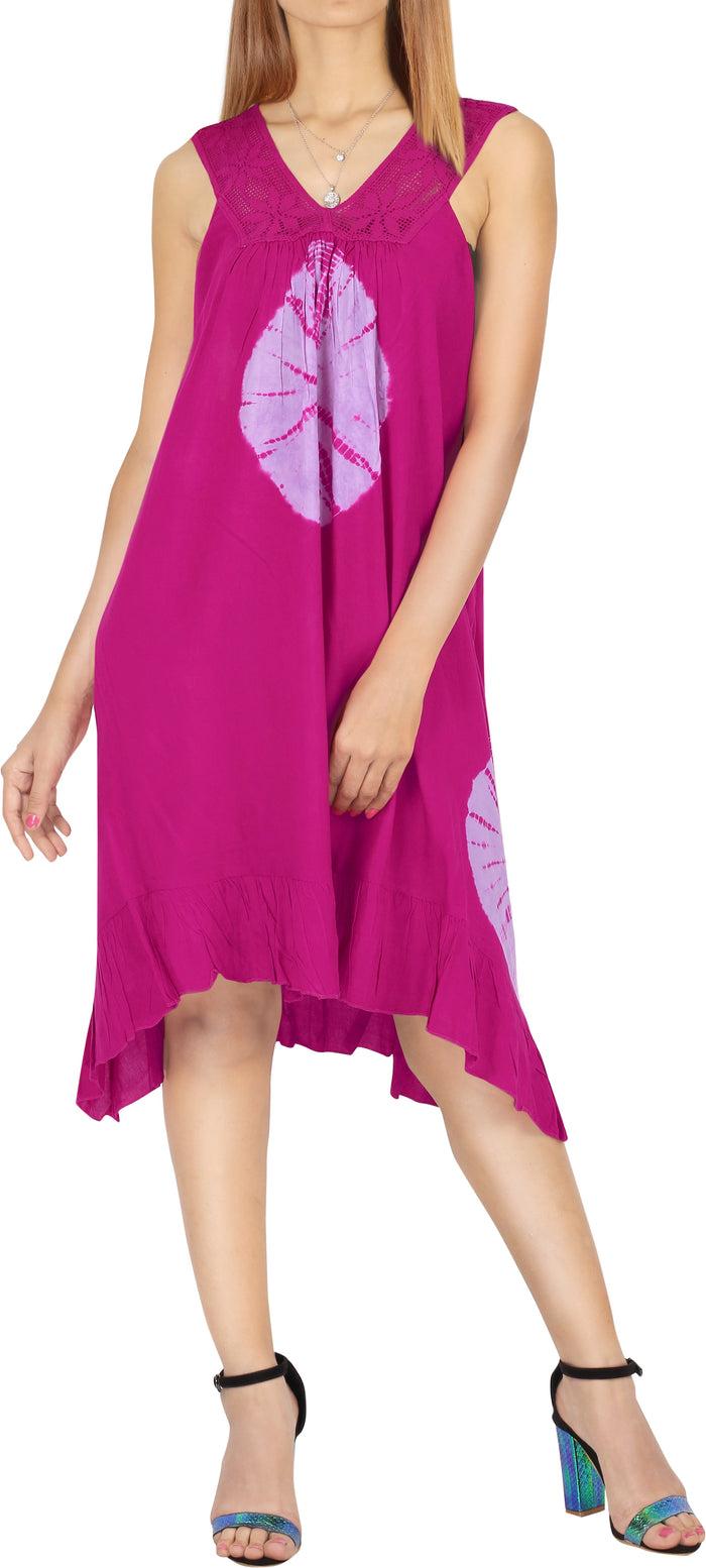 la leela La Leela Rayon Casual Evening Swimwear Swimsuit Bikini Sleeveless Beach Dress Pi