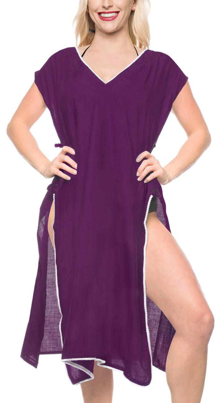 La Leela La Leela Rayon Open Side Swimwear Swimsuit Bikini Kimono Loose Cover Up Blouse V