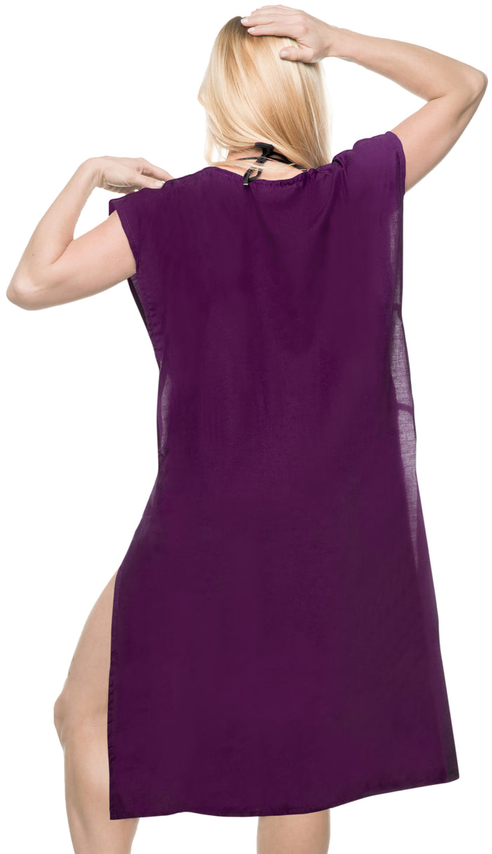 La Leela La Leela Rayon Open Side Swimwear Swimsuit Bikini Kimono Loose Cover Up Blouse V