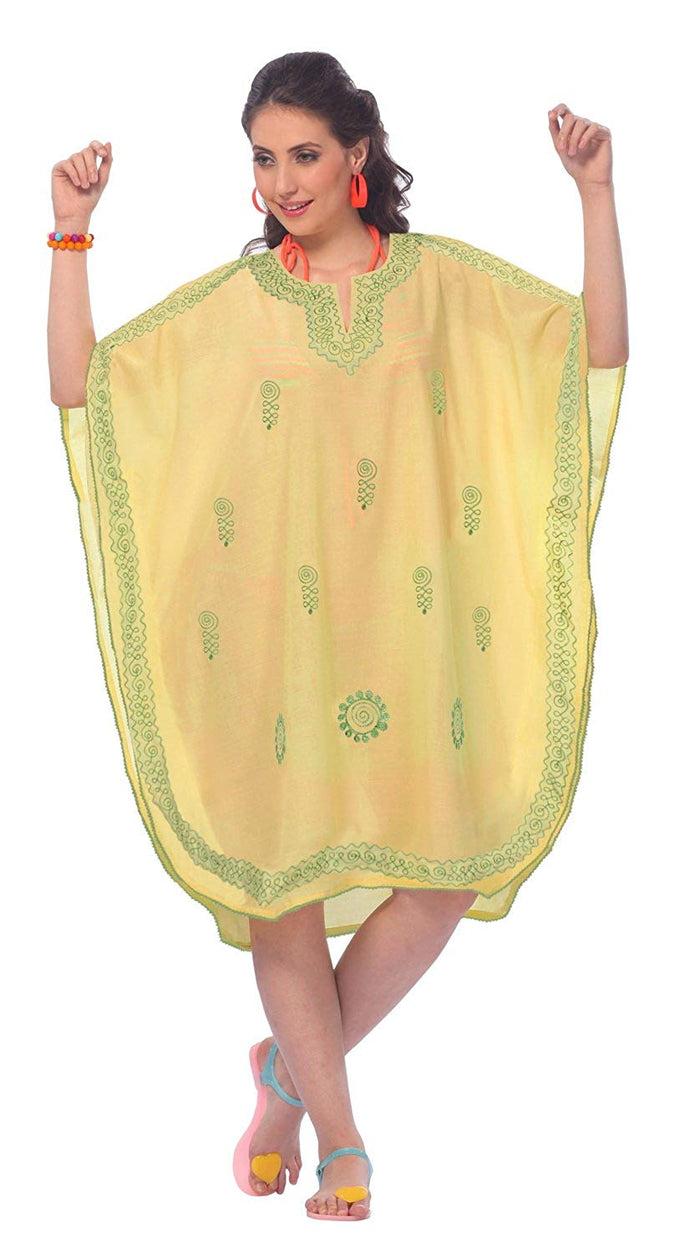 La Leela LA LEELA Rayon Solid 01 Women's Kaftan Kimono Nightgown Dress Beachwear Cover Up