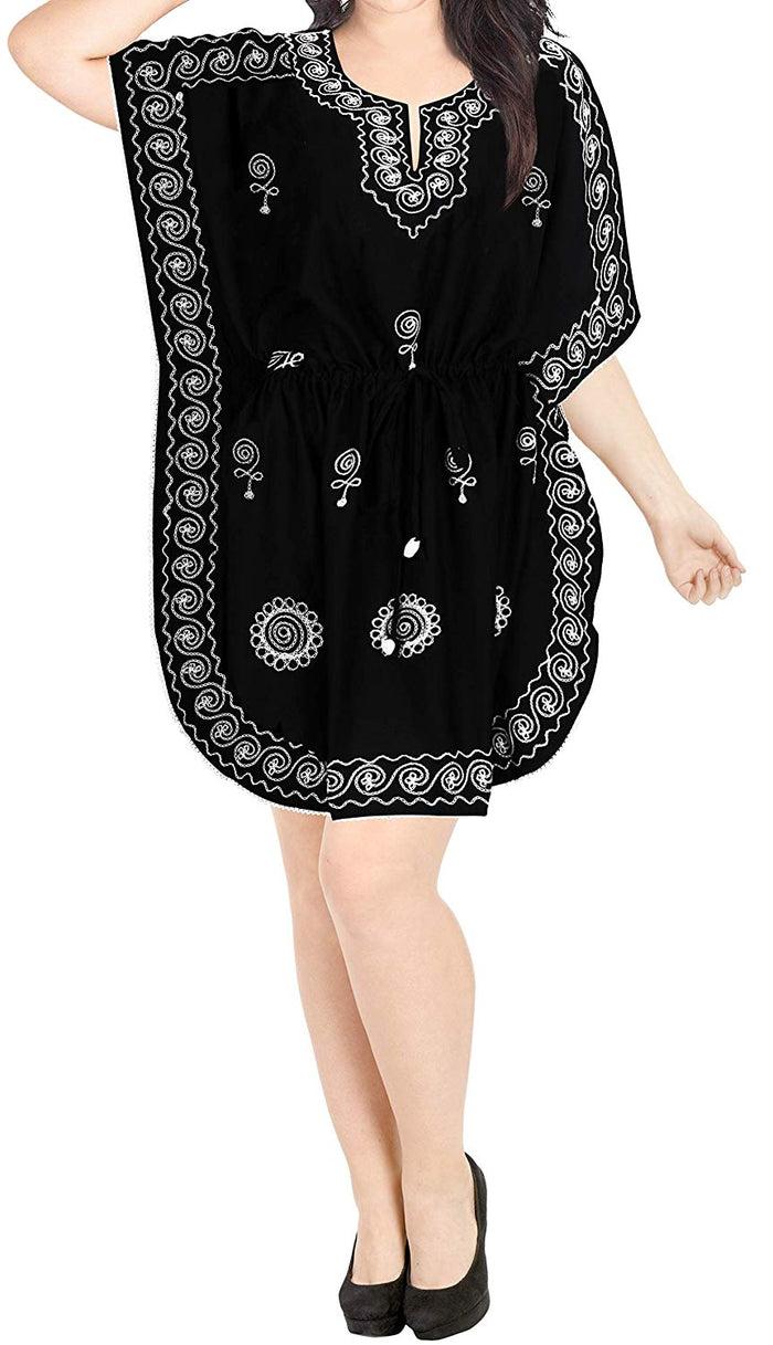 La Leela LA LEELA Rayon Solid 01 Women's Kaftan Kimono Nightgown Dress Beachwear Cover Up