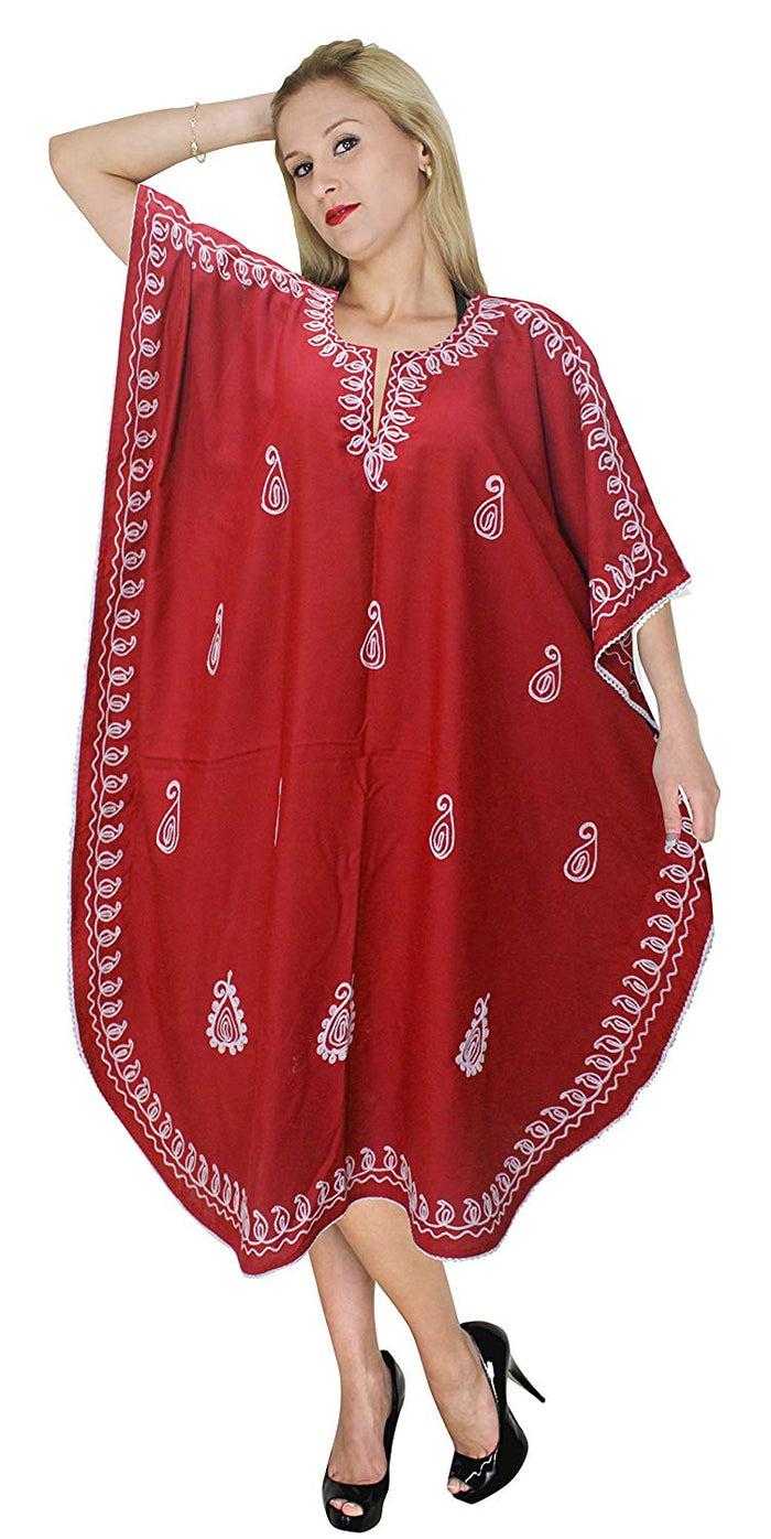 La Leela LA LEELA Rayon Solid 01 Women's Kaftan Kimono Nightgown Dress Beachwear Cover Up