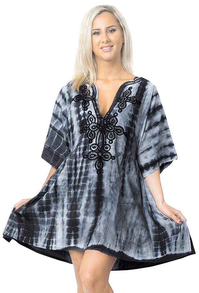 La Leela LA LEELA Rayon Solid 01 Women's Kaftan Kimono Nightgown Beachwear Cover Up Dress